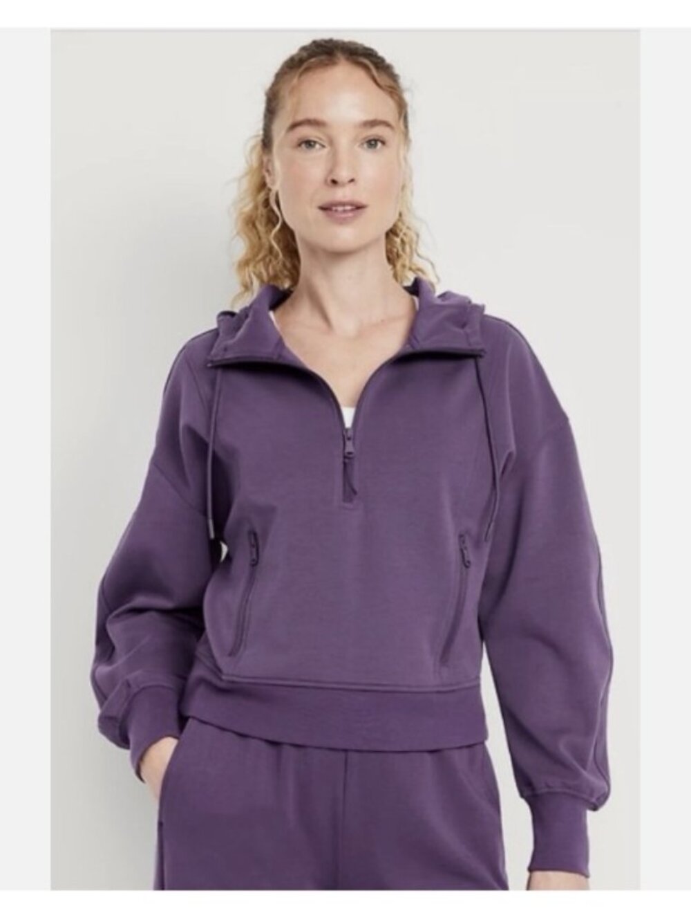 Like New Old Navy Active Dynamic Fleece 1/2 Zip Hooded Purple Hoodie‎ Women XXL